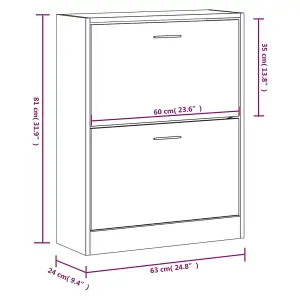 Berkfield Shoe Cabinet Concrete Grey 63x24x81 cm Engineered Wood