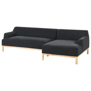 Left-Hand Corner Sofa SOSJO Black Fabric Left Hand