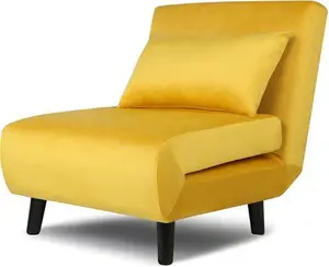 Single Sofa Bed - Fold Out Bed Chair Fairmont Park Upholstery Colour: Yellow, Upholstery Material: Velvet