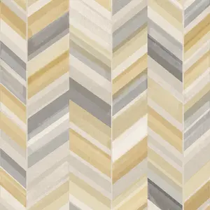 Grandeco Grey & yellow Chevron Matt Mural