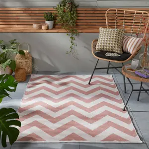 The Rug Seller Pink Brittany Chevron Rug For Living Room Extra Large 200x290cm