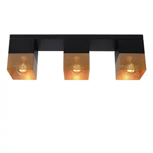 Lucide Renate Modern Flush Ceiling Light - 3xE27 - Matt Gold, Brass