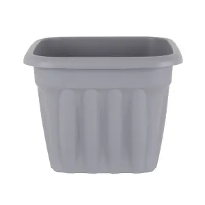 Wham 4x Vista Plastic Planter, Square Garden Plant Pot, Medium Floor Pot (40cm, 25L, Pack of 4) Made in UK (Upcycle Grey)