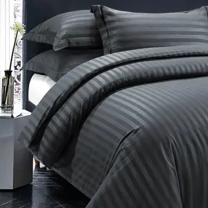 Microfiber Striped Duvet Cover Set with Pillowcases Charcoal / Single Duvet Cover + 2 Standard Pillowcases