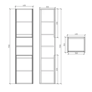 Rigel Wall Hung Tall Bathroom Storage Unit Metallic (H)170cm (W)40cm