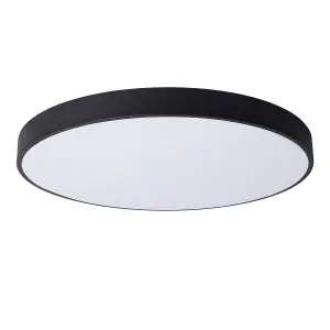 Lucide Unar Modern Flush Ceiling Light 60cm - LED Dim. - 1x60W 2700K - 3 StepDim - Black