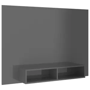 vidaXL Wall TV Cabinet High Gloss Grey 135x23.5x90 cm Engineered Wood