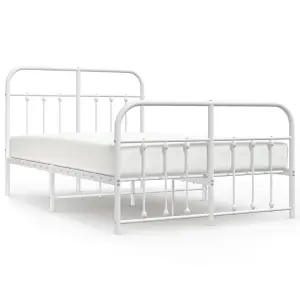 Berkfield Metal Bed Frame with Headboard and Footboard White 120x190 cm