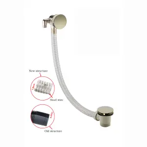 ENKI Freeflow English Gold Round Clicker Bath Filler with Overflow & Waste Slimline