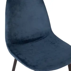 4 Gaviota Fabric Velvet Upholstered Dining Chair (Set of 4) Velvet Navy Blue / Black