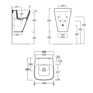 Bellio Modern White Rimless Back to Wall Toilet & Wall Hung Basin Set