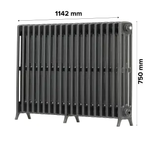 Arroll Edwardian Cast aluminium Anthracite 19 Column Radiator, (W)1142mm x (H)750mm