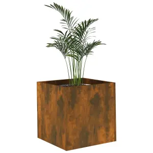 Berkfield Planter Box Smoked Oak 40x40x40 cm Engineered Wood