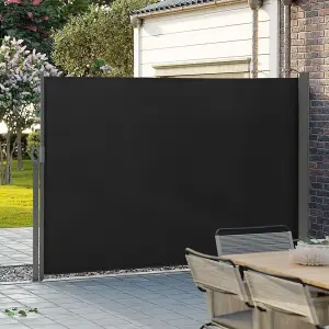 Grey Outdoor Garden Retractable Sun Protection Sunshade Privacy Screen Side Awning 300 x 180 cm