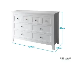 Karlstad Chest of Drawers 8 Drawer in Classic White