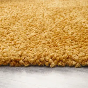 Ochre Plain Shaggy Rug, Handmade Modern Rug, Ochre Shaggy Rug for Bedroom, Living Room, & Dining Room-140cm X 200cm