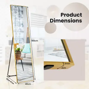 Costway Full Length Mirror Rectangular Dressing Mirror Floor-standing or Wall-mounted