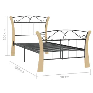 Berkfield Bed Frame Black Metal 90x200 cm