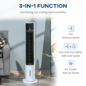 HOMCOM Bladeless Air Cooler, Evaporative Oscillating Tower Fan Humidifier Unit