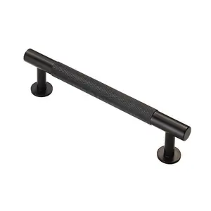 Knurled Bar Door Pull Handle 158 x 13mm 128mm Fixing Centres Matt Black