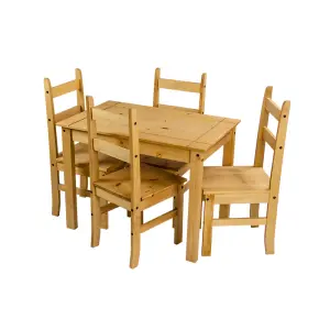 Mercers Furniture Corona Budget Dining Set Table & 4 Chairs Solid Pine Mexican Styling