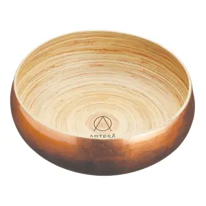 Artesa Large 26 cm Wooden Bamboo Round Serving Snack Bowl, Dishwasher Safe