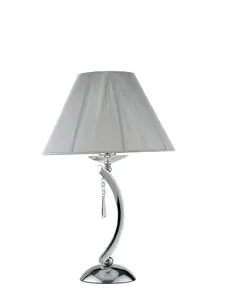 Luminosa ORCHESTRA Table Lamp with Round Tapered Shade Chrome, K9 Crystals With Fabric 35x53.5cm