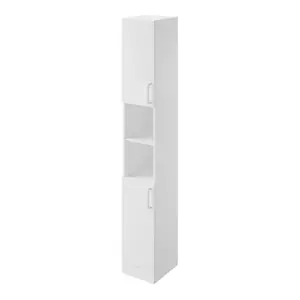 Veleka Gloss White Single Freestanding Bathroom Cabinet (H)180cm (W)27.5cm