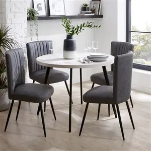 Dunelm Zuri 4 Seater Round Dining Table, Concrete Effect, Industrial, Grey