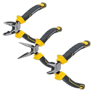 TOUGH MASTER Pliers Set with 6" Needle Nose Pliers, 6" Diagonal Cutting Pliers & 7" Combination Pliers - 3 Pieces (TM-PS766)