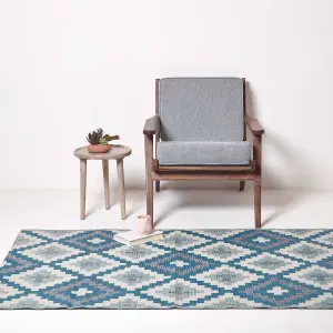 Homescapes Mia Aztec Blue Outdoor Rug, 180 x 270 cm