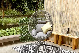 Rattan Hanging Egg Chair - Grey