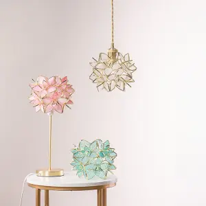 ValueLights Reine Easy Fit Glass Flower Pendant Ceiling Light Shade / Table Lampshade - Clear - Bulb Included