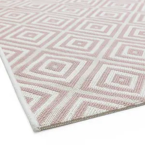 Pink Outdoor Rug, Geometric Stain-Resistant Rug For Patio Decks Balcony, 4mm Modern Outdoor Area Rug-120cm X 170cm