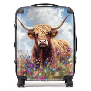 Highland Cow In A Summer Meadow Suitcase - Large