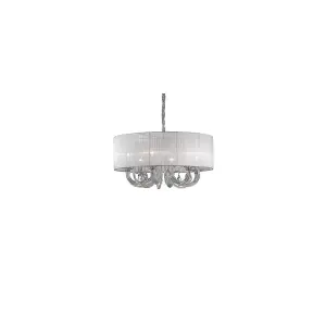 Luminosa Swan  6 Light Multi Arm Ceiling Pendant Chrome, Glass Six, E14