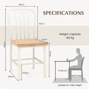 Costway Set of 2 Dining Chair Armless Spindle Back Kitchen Chairs W/ Ergonomic Seat