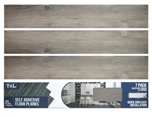 Floor Planks Tiles Self Adhesive Dark Grey Wood Vinyl Flooring Bathroom Kitchen - Pack of 7 6X36" - 1m²