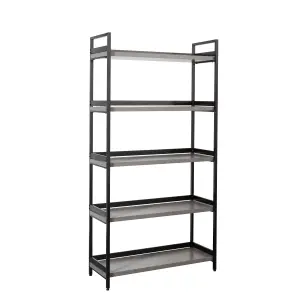 Racking Solutions 5 Tier Industrial Contemporary Home Storage Shelving Grey Oak Style Finish & Matt Black Metalwork 1750mm H x 900