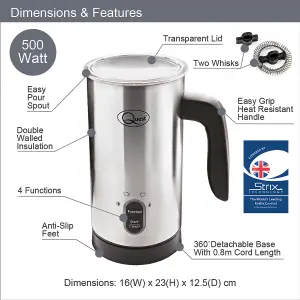 Quest Hot & Cold Electric Milk Frother - Stainless Steel