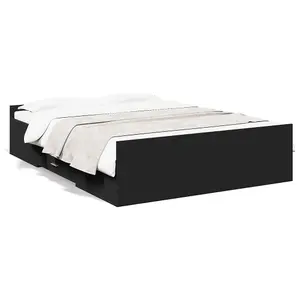 Berkfield Bed Frame with Drawers without Mattress Black 120x190 cm Small Double