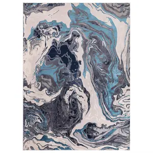 Blue Modern Abstract Optical/ (3D) Easy to Clean Rug For Dining Room Bedroom LivingRoom-200cm X 290cm