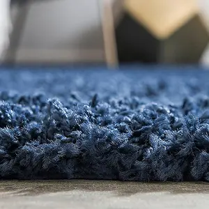 Navy Thick Shaggy Rug - California - 300x400cm (9'9"x13'2")