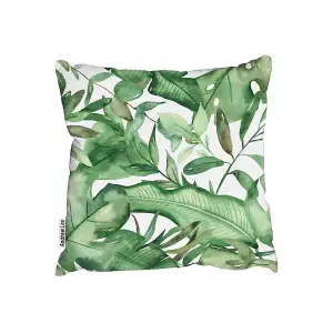 Watercolour Green Tropical Leaves Cushion / 45cm x 45cm