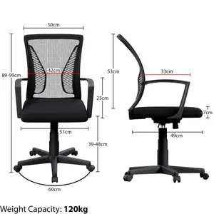 Vida Designs Airdrie Office Mesh Chair, Black