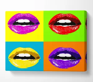 Vibrant Pop Art Lips Canvas Print Wall Art - Medium 20 x 32 Inches