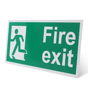 EAI - Fire Exit Sign Man Left 300x150mm Self Adh Semi Rigid PVC