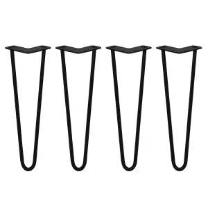 4 x Hairpin Leg - 16 - Black - 2 Prong - 12m