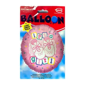 Everts Its A Girl Shoes Foil Balloon Pink/White (One Size)