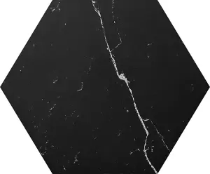 Top Ceramics Black Marble Matt Hexagon Floor Wall Tile (L)22.5cm x (W)22.9cm Each box 0.87sqm